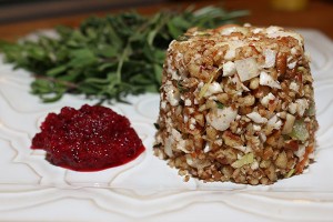 Raw stuffing and cranberry sauce